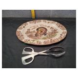 Vtg Midwinter Turkey Serving Platter w/Salad Tongs
