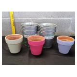 (3) Colored Planters & (10) Metal Planters