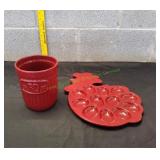 Paula Deen Rooster Egg Platter w/ Utensil Holder