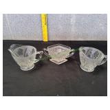Vtg Glass Creamer / Sugar Bowls