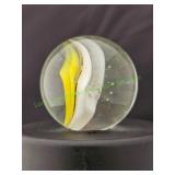 Clear Yellow & White Ribbon Super Jumbo Marble