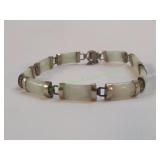 Sterling Silver Bracelet w/ Gray/Green Jade Links