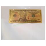 24K Gold Foil-Plated $10 Bill Replica