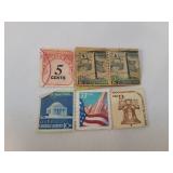 (6) Vtg US Postage Stamps