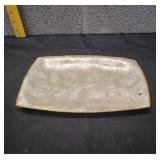 Vtg Decorative Shell Tray w/ Gold-Tone Trim