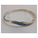 Vtg Silver Hinged Bangle Bracelet