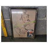 Cal Ripkin Jr Framed Pencil Sketch & Trading Card