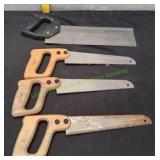 (3)Stanley 10' Sharptooth Hand Saw w/(1)Miter Saw