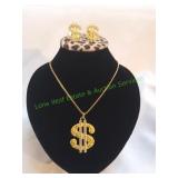 Gold-Tone Dollar Sign Necklace w/ Rings