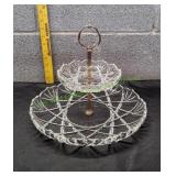 Vtg 2-Tier Crystal Serving Tray