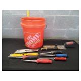 Home Depot 5-Gallon Bucket w/ Various Hand Saws