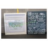 (1) Love &(1) House Rules Wall Art
