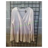 Ladies V-Neck Long Sleeve Ribbed Top, Sz XXL