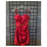 GB Social Corset Red Satin Mini Dress, Sz 1