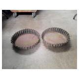 (2) Vtg Scalloped Plant Saucers / Display Trays