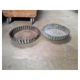 (2) Vtg Scalloped Plant Saucers / Display Trays