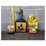 Decorative Wooden Wine Wall Plaque w/ Coasters