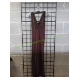 Threaded Rose Plunge Maxi Dress, Sz Sm