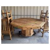 Solid Wood Rustic Octagonal Convertible Game Table
