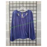 A.U.X. Ladies Blue Blouse, Sz XL