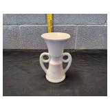Vtg Ceramic Double Handle Trumpet Vase
