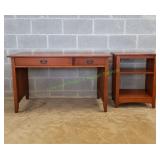 Mission Style Library Desk w/ 2-Shelf Bookshelf