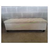 White Tufted Storage Ottoman Bench