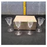 (4) Vtg Etched Floral Liqueur Glasses