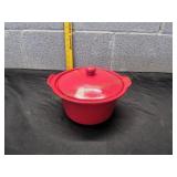 Hall China Red Ceramic Casserole Dish w/ Lid