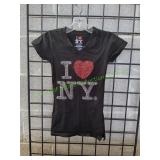 I Heart NY Black Ladies Shirt, Sz Sm