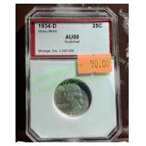 Graded 1934-D Washington Quarter