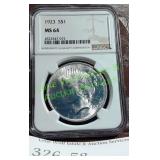 Graded 1923 Peace Dollar