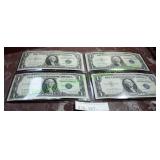 Four (4) 1935 One Dollar Silver Certificate
