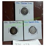 Three (3) Barber Dimes