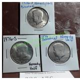 Three (3) Bicentennial Kennedy Half Dollars