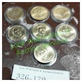 Seven (7) Presidential One Dollar Coins