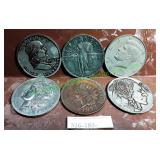 Six (6) Large Paperweight Coins