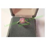 Sterling Silver Pink Round Cut Engagement CZ Ring