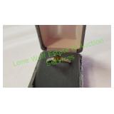 Sterling Silver Olive Green Oval Cut CZ Ring