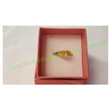 Sterling Silver Triple Square Yellow CZ Ring