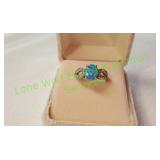 Sterling Silver Oval Lab Opal CZ Ring