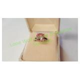 Sterling Silver Cushion Cut Pink CZ Ring