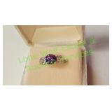 Sterling Silver Round Amethyst CZ Ring
