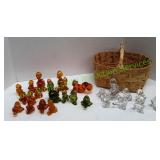 Basket of Glass Duck Figurines
