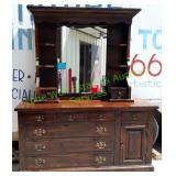 Vintage Wooden Dresser With Mirror