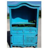 Rustic Turquoise Wooden Entertainment Center