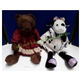 Stuffed Bear And Stuffed Cow Dolls