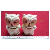 Vintage White Winking Owl Salt & Pepper Shakers