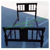 Vintage Wooden Twin Bed w/ Metal Side Rails