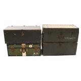 WWII US ARMY OFFICER & ENLISTED STORAGE TRUNKS